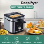 2.5L Electric Stainless Steel Deep Fryer Oil Square Electric Fryer for Household Outdoor Cooking US French Mechanical Accessory
