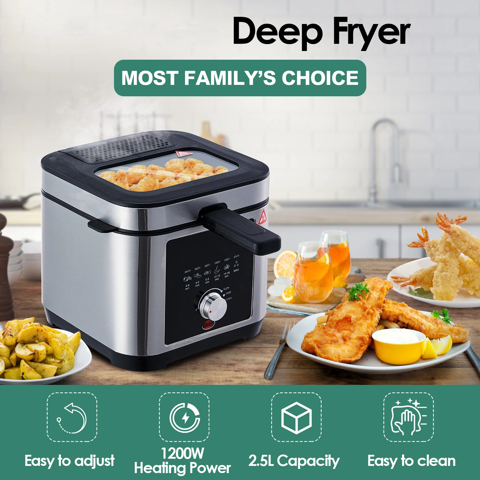H0ad9ff7f53834e01b11cf52e0e2495b7e.webp 2.5L Electric Stainless Steel Deep Fryer Oil Square Electric Fryer for Household Outdoor Cooking US French Mechanical Accessory - Image 1